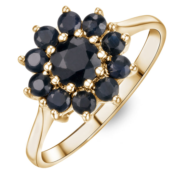 1.33ct Sapphire Cluster Ring in 9K Yellow Gold